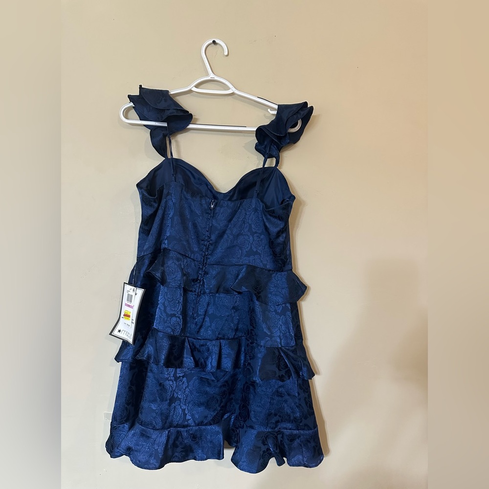 B Darlin‎ Navy Ruffle Tiered Mini Dress - Picture 3 of 4